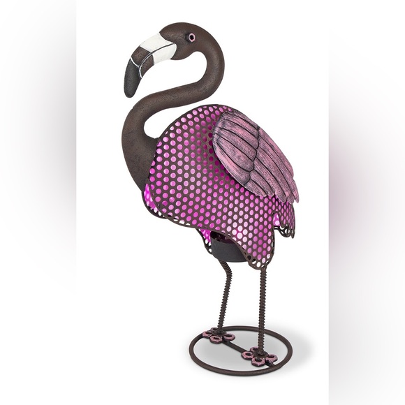 Gerson Solar Powered Light-Up Pink Flamingo Garden Decor - Picture 1 of 2